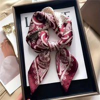 New Paisley Print Small Square Scarf Soft Satin Silk-like Thin Neck Scarf Mature Style Sunscreen Headscarf for Women Decorate