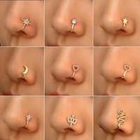 1PC Non-Piercing Clip On Nose Ring & Ear Cuff CZ Butterfly Crown Star Heart Fake Piercing Stainless Steel Jewelry