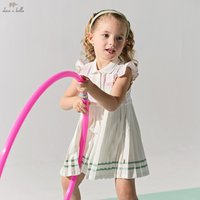 Dave Bella Girls Summer Princess Dresses 1-7 Years Children Stripe Sleeveless Pleated Party Dress Sweet Clothes DB2262200
