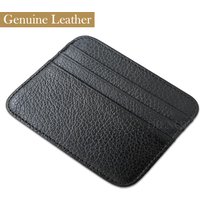 Ultra Thin Wallet Leather Lichi Pattern Genuine Leather Card Holder Small Business Bank Credit Cardholder Slim Wallets for Men