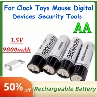 1.5V 9800mAh AA USB-C Li-ion Rechargeable Batteries for Clock Toys Mouse Remote Controls Digital Devices Security Tools Etc