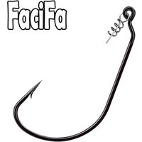 20 pcs Fishing Worm Hook with Spring Twist Lock For Soft Worm Lure Bass Barbed Carp Crank Fishing Hook