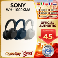 Casque sans fil à réduction de bruit Sony WH-1000XM6 original, double cœur, ultra haut de gamme, bandeau noir, 30 heures d'autonomie