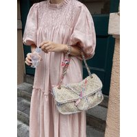 Sweet Loose Summer New Style Women's Long Dress Korean Style Loose Waist Chiffon Material Lantern Sleeve Big Swing Skirt