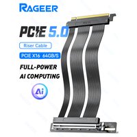 RAGEER PCIe 5.0 X16 Riser Cable 64Gbps for 50/40/RX 9070/ RTX5090 Series Usable with 4.0 for Vertical GPU Mount Plug and play