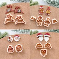 Christmas Reindeer Gingerbread Boy Girl Mr Mrs Santa Claus Polymer Clay Cutters Winter Earrings Pendant Pottery Clay Cutting Die