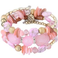 Resin Stone Multilayer Bracelets Mixed Color Elastic Charm Bracelets Handmade Vintage Style Bohemian Bracelets Jewelry For Women