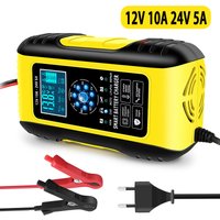 Chargeur de batterie de voiture entièrement automatique intelligent, chargeurs de réparation d'impulsions, gel, AGM, support veFePo4, acide de plomb, 12V, 24V