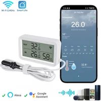 Tuya WiFi Zigbee Temperature Humidity Sensor LCD Screen Thermometer with External Probe Compatible with SmartLife