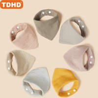 TDHD 7 PCSBaby solid color pure cotton muslin drool towel soft, skin friendly, absorbent, fast fashion color muslin bib