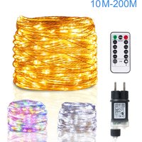 10 M-200 M LED chaîne fée lumières fil d'argent guirlande d'anniversaire pour l'extérieur maison nouvel an arbre de noël fête de mariage décor lampes