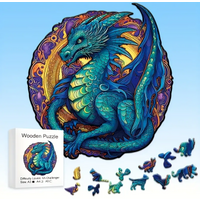 Dragon King Wooden Jigsaw Puzzle, Uniquely Irregular Animal Shaped Wooden Stress Relief Toy