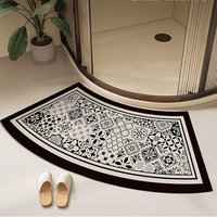 VIKAMA Luxury Curved Bathroom Mat Absorbent, Non-Slip Shower Door Mat Quick-Drying Bathtub Foot Mat Home Decor