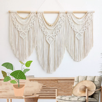 Makramee handgewebter böhmischer Baumwollseil Boho Wandteppich Home Decor cremig-weißer Wandbehang Dekoration Kunst Wandteppich