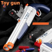 Double Barreled EVA Soft Pellet Gun Can Fire Toy Gun Models Outdoor CS Games with This Manual-loaded Shotgun Christmas Gift