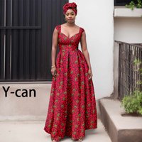 African Dresses for Women Female Ankara Sleeveless Slim Fit Skirt Party Wedding Nigerian Clothes Sexy Slip Dress 2425023