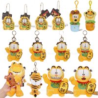New Original Garfield Plush Pendants Toys Kawaii Soft Blessing for Wealth Cat Anime Peluche Dolls Keychains Gift Kids