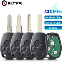 KEYYOU 1PCS Remote Car Key For Renault Clio Kangoo Master Modus Logan Twingo Fob ID46 PCF7946 / PCF7947 / 4A Chip 434MHz