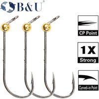 B&U 10pcs Mini Micro Jig Head Hook Rockfish Exposed Head Hook Barbed Hook Trout Soft Worm Lure Jig Fishing Hook Fishing Tackle