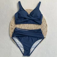 swimsuit ladies Women's High Waist Bikini Sets Sporty Two Piece Swimsuits Solid Colors High Cut Bathing Suits Women Bikini Sets