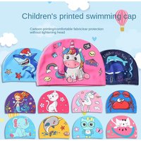 Kid Children Swimming Cap Cute Cartoon Cloth Swimming Cap For Boys Girls Ear Protective Cloth Swimming Caps Babies