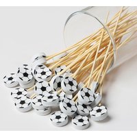 100Pcs Soccer Bamboo Skewers Disposable Food Fruit Picks Buffet Cocktail Fork Sticks Kids Football Birthday Party Decor Supplies