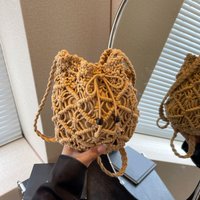 Cotton Rope Woven Women's Shoulder Bag Bohemian Handmade Crossbody Bags Knitted Summer Bucket Beach Handbags