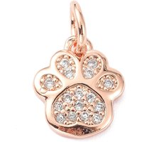10pcs Brass Micro Pave Cubic Zirconia Charms with Jump Ring, Footprint Shape Lead Free Cadmium Free for Jewelry Making