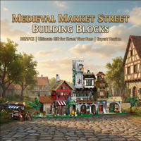 3021-teiliges Mittelalterliches Marktplatz-Set, Retro-Architektur Modulare Bausteine, Montage-Modellbausatz, Kreatives Spielzeug-Geschenk