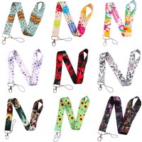 Leaves Pattern Lanyards for Keys ID Card Mobile Phone Strap Neck Strap Colorful Floral Art Print Lanyard for Women Men