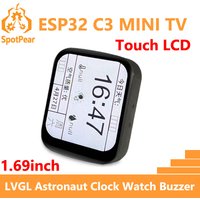 ESP32 C3 1.69 inch Display BatBOX LVGL Astronaut Clock Watch Buzzer 1.69inch LCD TouchScreen