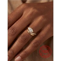 925 Sterling Silver Fashion Luxury Twisted Zircon Marquise Ring For Women Anniversary Engagement Wedding High Quality Jewelry