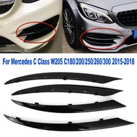 For Mercedes Benz C Class W205 C180/200/250/260/300 2015-2018 4PCS Front Fog Lamp Grill Grille Covers Stickers Cars Accessories