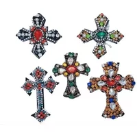 1 Piece Of Beaded Sewn Cross Badge Patch With Different Shapes Of Beaded Badge Handmade Applique Garment DIY Decorative Sewn