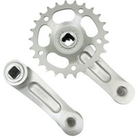 Aluminum Alloy Bike Crankset 28T 114mm Square Hole Single Speed For Folding Old School Bicycles Silver