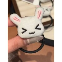 Sweet Hair Accessories1/2Pcs Cute Plush Strawberry Bunny Hair Tie HairbandFor Lolita Girls Cartoon Rabbit Ponytail Hair Rope