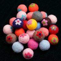 Color Flower Felt Ball Persimmon Tomato Flower Wool Felt Ball DIY Wool Hat Sweater Decorative Glue Hair Rope Mixed Color 5 Pcs