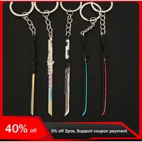9cm Cyberpunk Keychain Thermal Katana Cosplay Alloy Keyring Weapons Model Safety Accessories Pendant Children's Toys Gifts