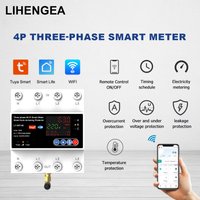 Tuya WiFi 4P 100A Three-Phase Smart Meter Timer Breaker with Auto-Reclosing, Voltage Protection for Smart Life