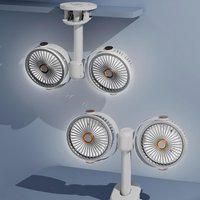 Dual Head Clip Fan 1200mAh x2 Rechargeable USB Desk Fan 360° Rotatable 5 Speeds Portable Air Cooler For Car Camping Desktop