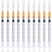 20Pack 1ml/cc Disposable Plastic Sterile Syringes with 25Ga Cap, for Scientific Labs, Industrial Adhesives, Individually Package