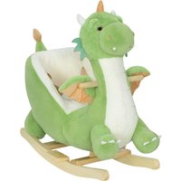Aiyaplay Plüsch-Baby-Schaukelpferd mit Holzsockel und Drachensound für Kinder von 18–36 Monaten, Grün