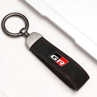 Leather Car Ring Keychain Trinket Zinc Alloy Key ring For Toyota GR Sport GR GAZOO RACING Yaris Hilux Corolla Prius Avensis RAV4