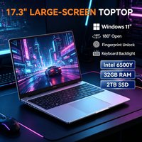 Top Pick 17.3" Ultra Light Laptop Intel 6500Y 32GB 1TB/2TB SSD High Definition Windows 11 Office Notebook