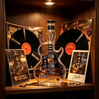 Guitar Shaped Sunset Gradient Liquor Bottle Handcrafted Artwork Novelty Gift For Whiskey Lovers And Music Hobbyists