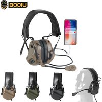 BOOIU Tactical Electronic Shooting Headset 3.5mm Interface Connect Phone Foldable Headphone Hearing Protection Helmet Earmuff