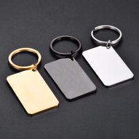 Waterproof 30x50 Rectangle Keychain Stainless Steel Blank Tag for DIY Logo Name Accessories Key Ring