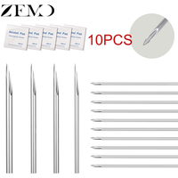 ZEMO 10PCS Body Piercing Needles 316L Stainless Steel Disposable Sterile Puncture Tool Ear Nose Tongue Navel Lip Piercings Tools