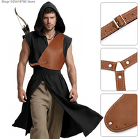 Medieval Viking Pirate Knight Single Shoulder Armor Gladiator Warrior Cosplay Costume Punk Gothic Leather Pauldrons Armour Cape
