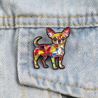 Colorful Stained Glass Enamel Pin Geometric Dog Brooch Lapel Pin for Backpacks Hats Bags Dog Lovers Aesthetic Gift Jewelry